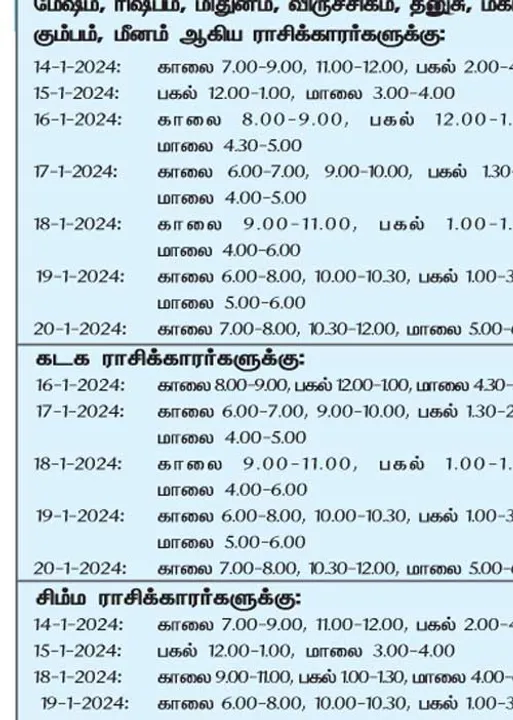  இந்த வாரத்தில் அனுகூலமான நாளும், நேரமும் 14-1-2024 முதல் 20-1-2024 வரை