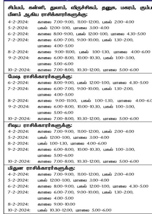 இந்த வாரத்தில் அனுகூலமான நாளும், நேரமும்  4-2-2024 முதல் 10-2-2024 வரை