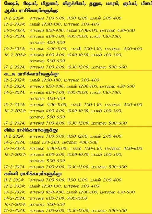  இந்த வாரத்தில் அனுகூலமான நாளும், நேரமும் 11-2-2024 முதல் 17-2-2024 வரை