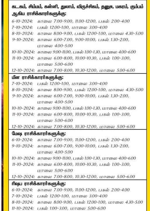  இந்த வாரத்தில் அனுகூலமான நாளும்  6-10-2024 முதல் 12-10-2024 வரை