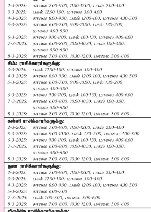  இந்த வாரத்தில் அனுகூலமான நாளும் 2-3-2025 முதல் 8-3-2025 வரை