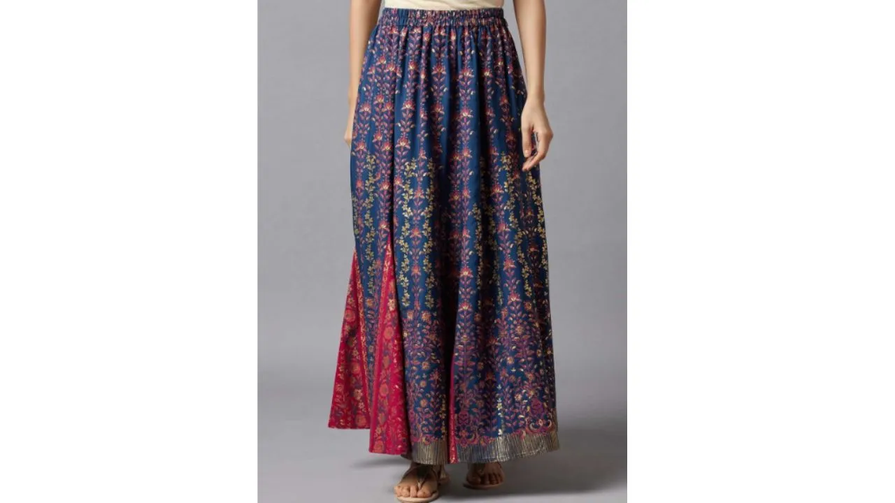 Aurelia Women Blue And Red Maxi Skirt