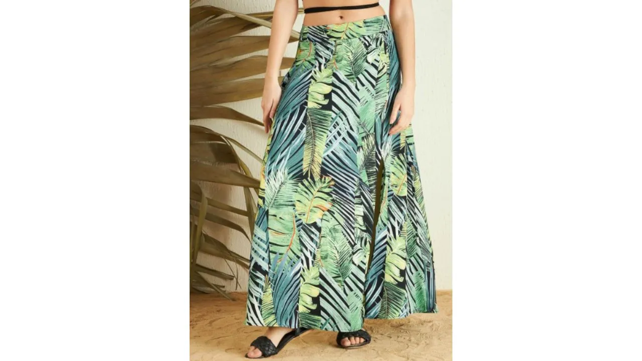 Berrylush Tropical Printed Maxi Skirt