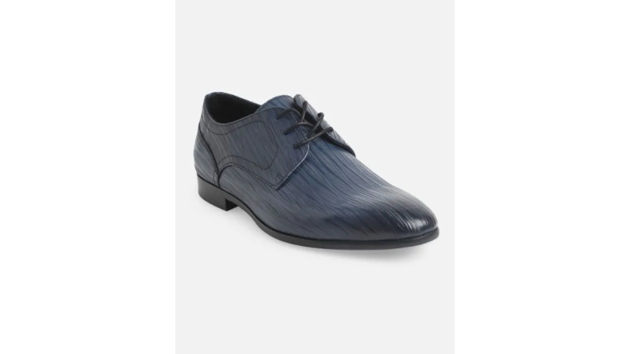 Navy Blue Textured Derbys