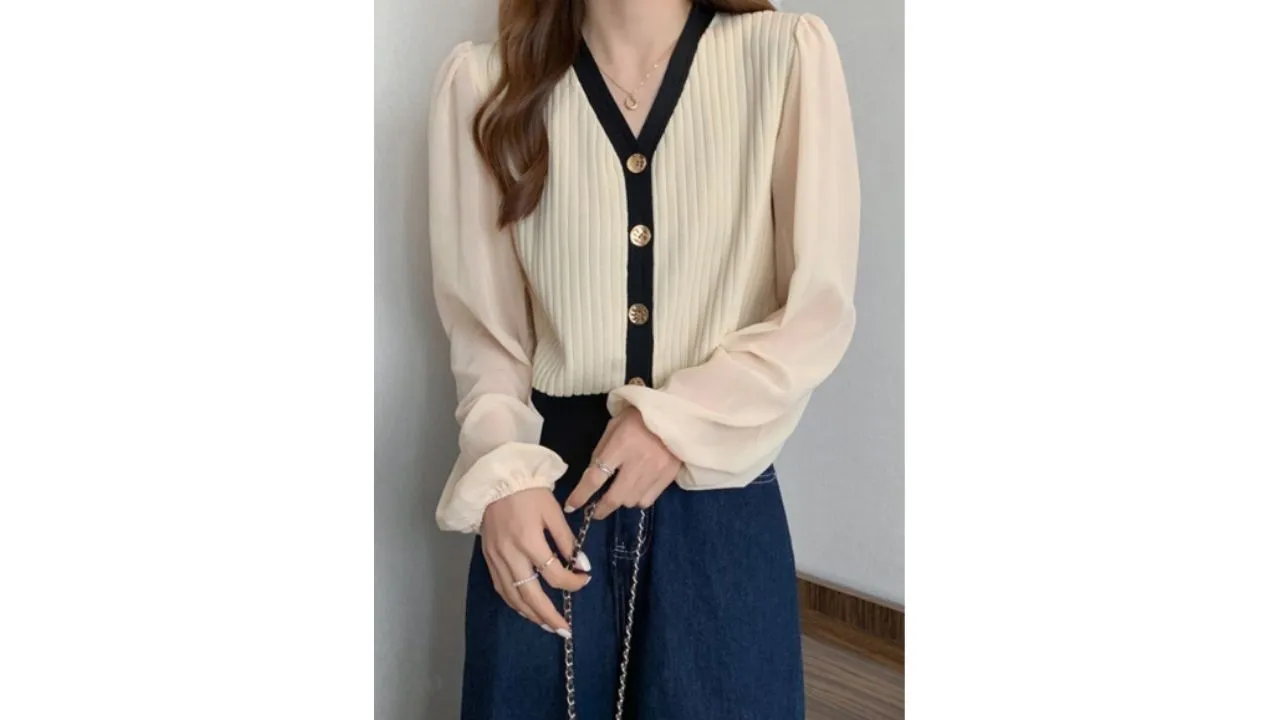 V-Neck Shirt Style Top