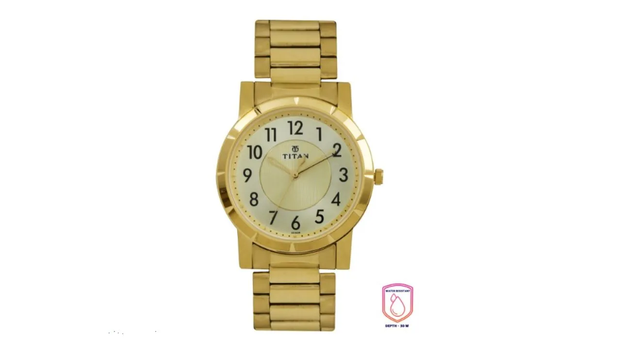 Titan Men Gold-Toned Dial Watch