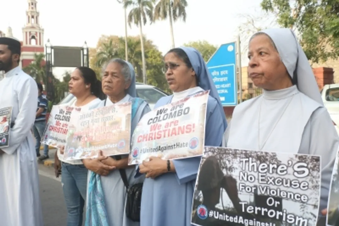 April 2019,New Delhi,People stage,People protest,against Sri Lanka bombings,Sri Lanka bombings, People stage,demonstration,