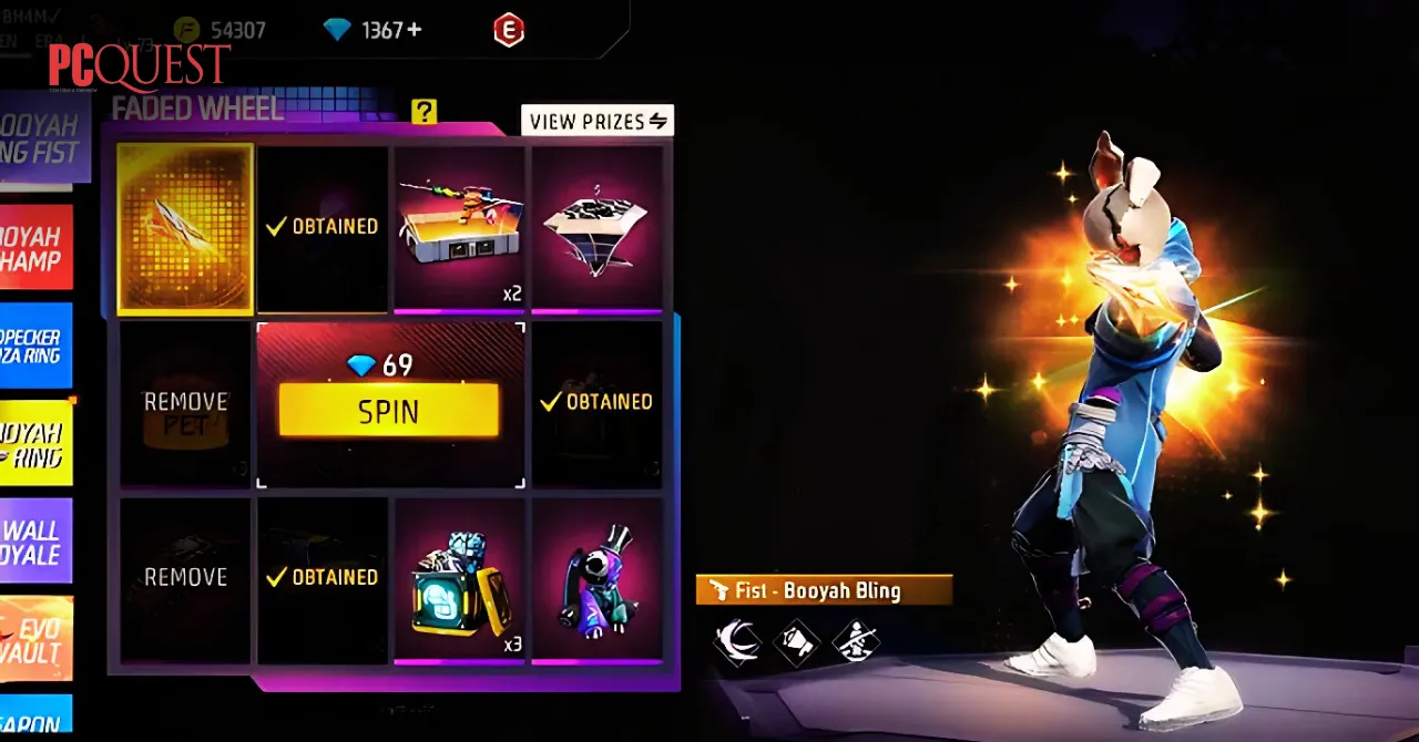 Free Fire MAX Booyah Bling Fist Luck Royale Event