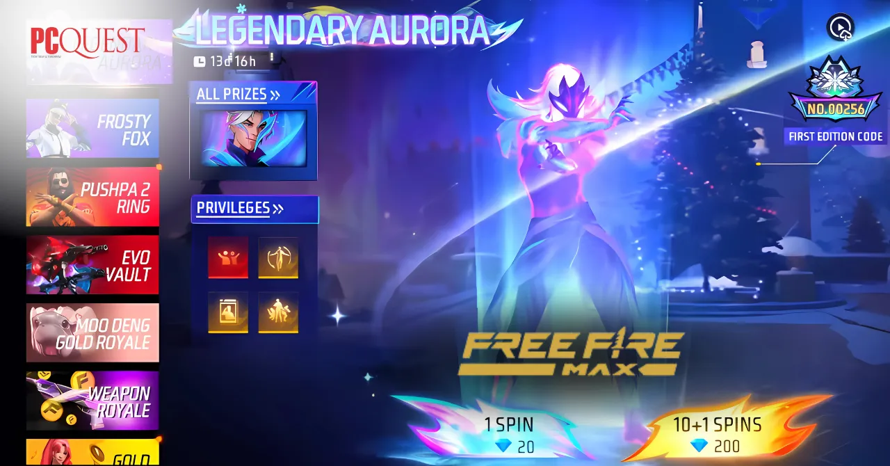 Free Fire MAX Legendary Aurora Shade Bundle- Get 4 Bonuses in One 