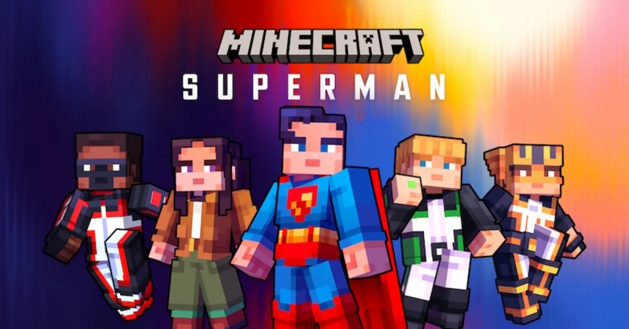 Superman lands in Minecraft and you can wear the cape for free
