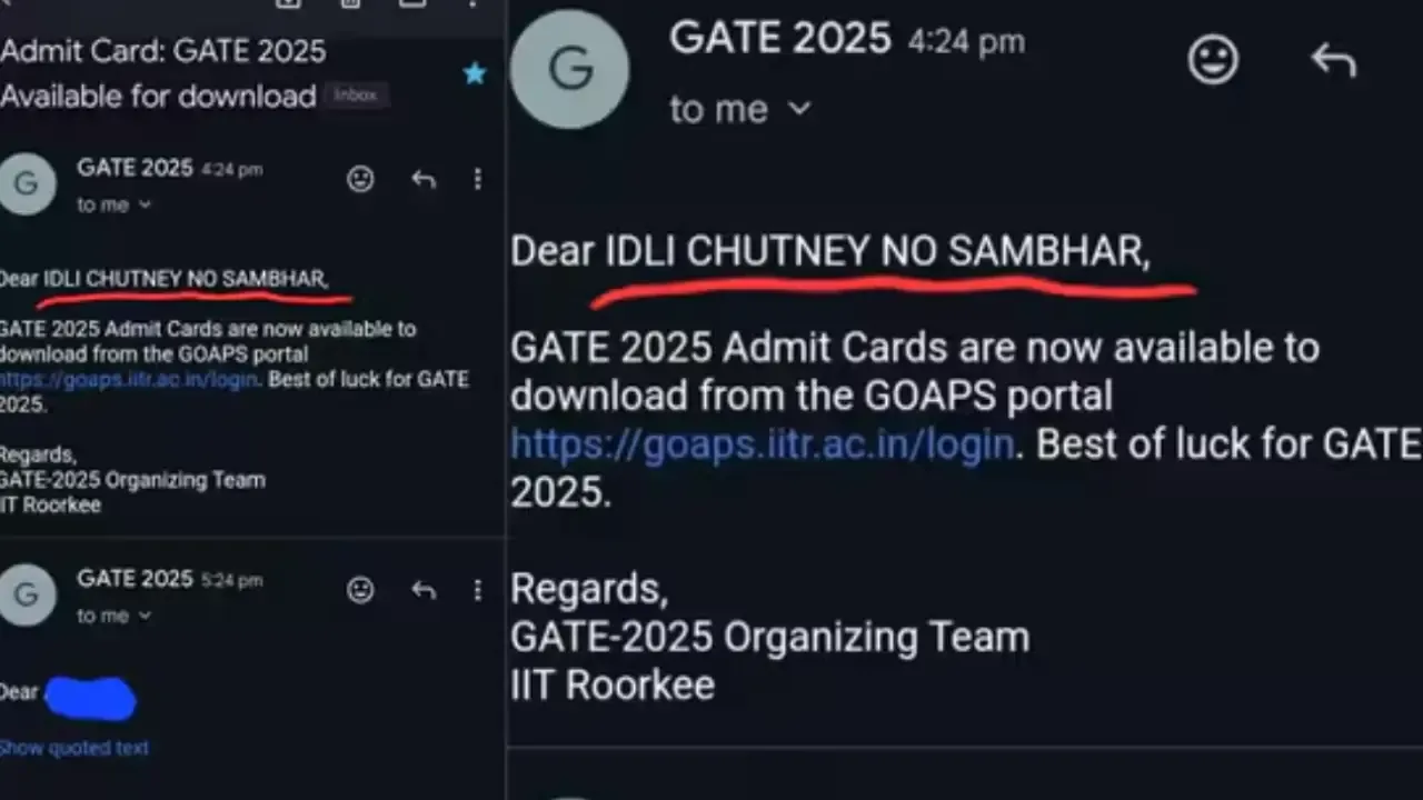 'Idli Chutney No Sambhar': 'Technical Glitch' Led To Bizarre GATE Mail