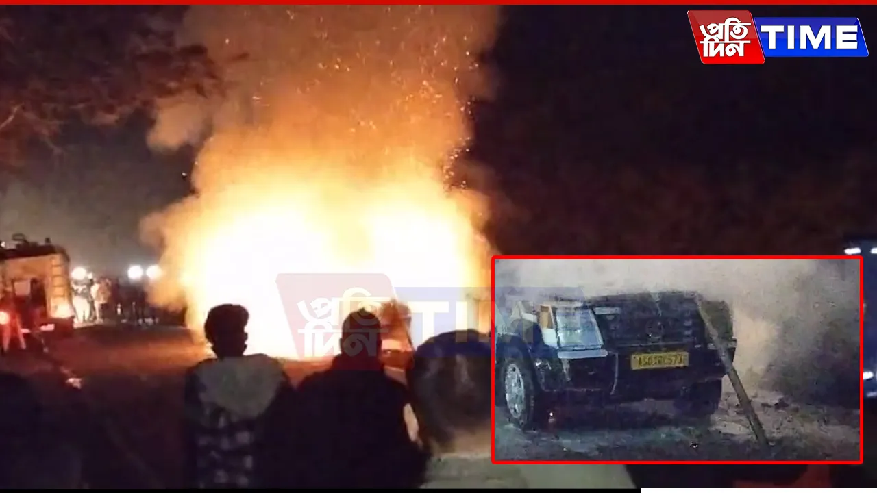 Ambulance Transporting Patient Catches Fire Suddenly In Assam's Tengakhat