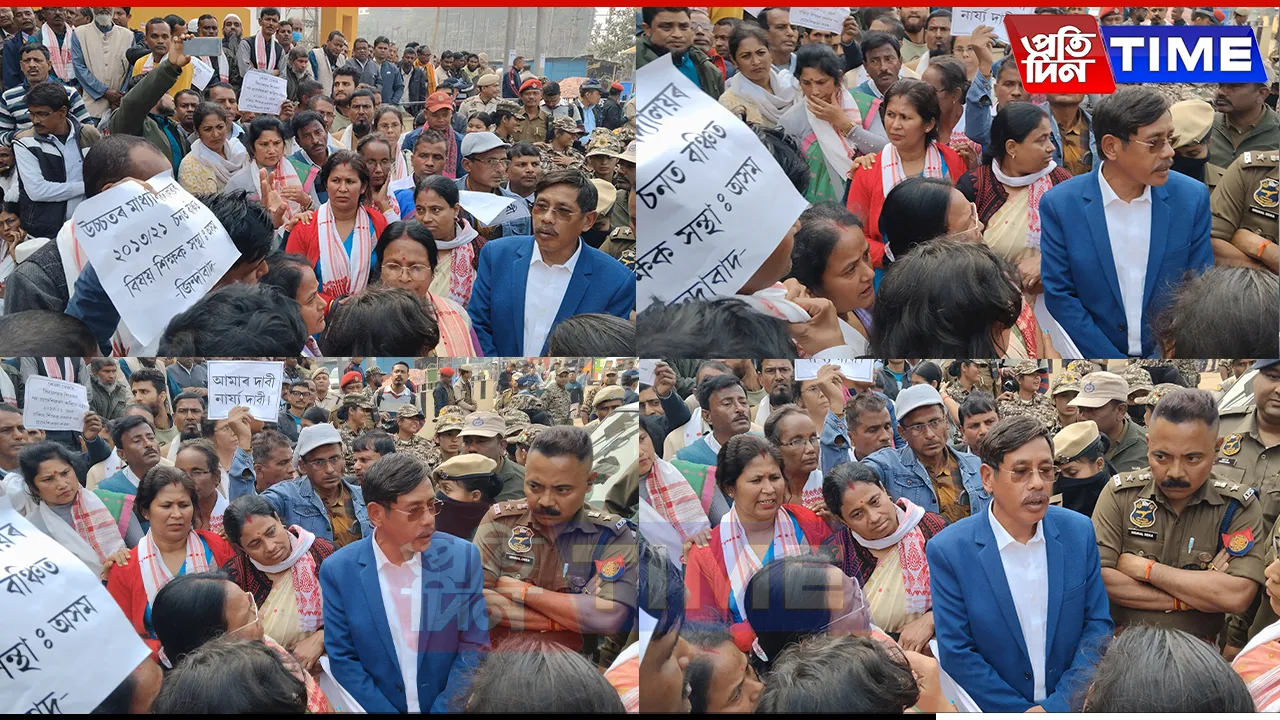 Guwahati: Tearful Teachers Protest Exclusion from Provincialization in Khanapara