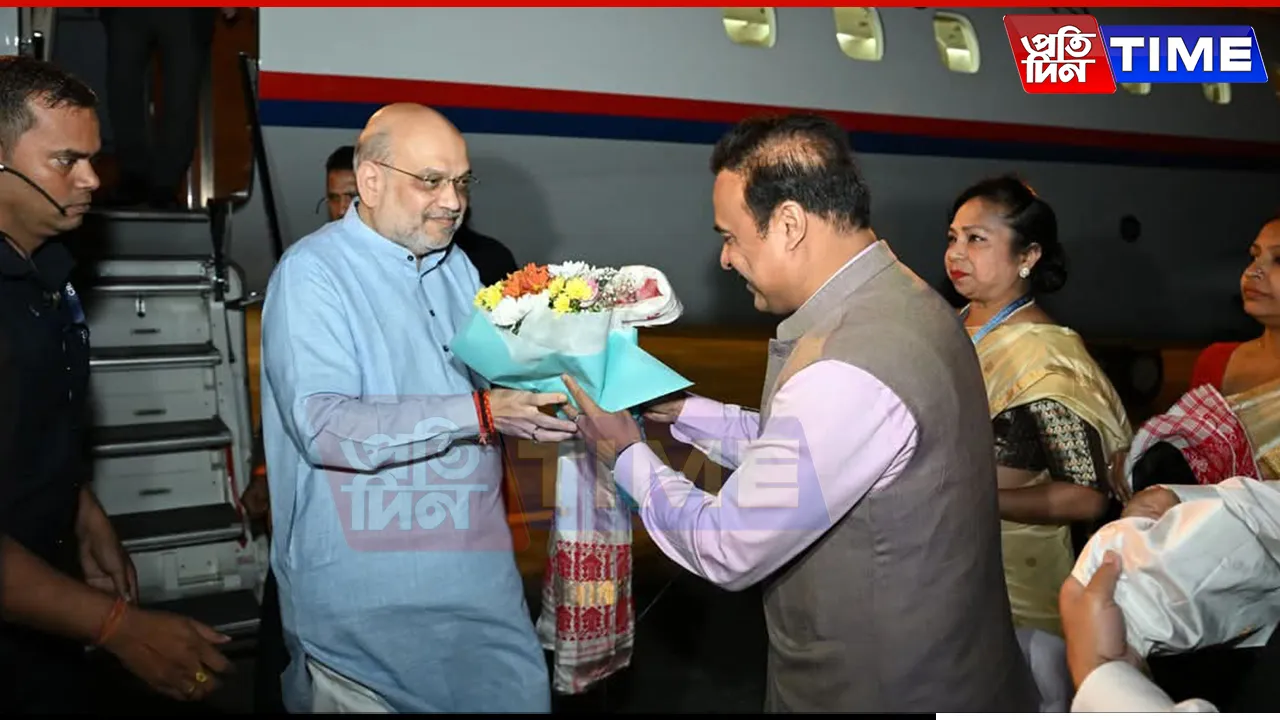 Amit Shah Lands in Jorhat, Assam CM Extends Warm Welcome