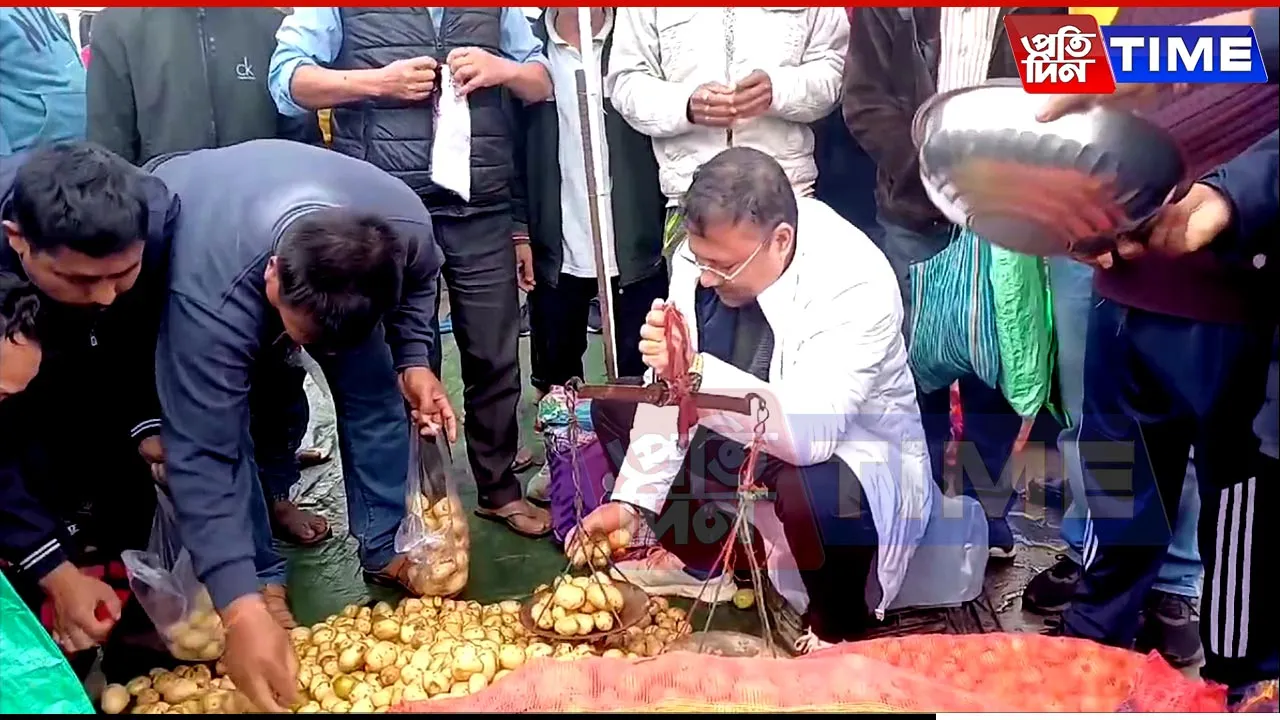 Assam Minister Bimal Bora Turns Potato Vendor at Moran Market