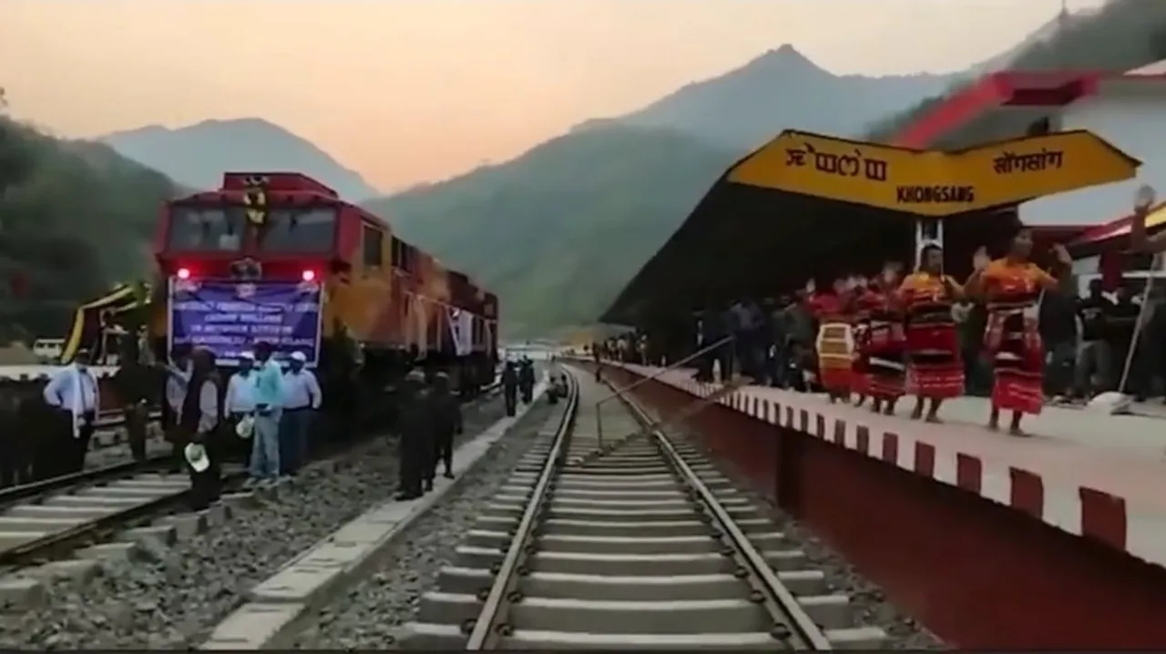 Manipur: First Passenger Train Engine Arrives at Khongshang Railway Station