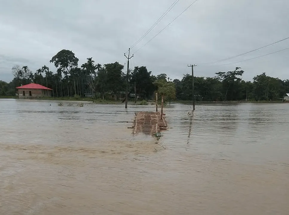Assam: Chatrang River In Gohpur Overflows Amid Heavy Rains