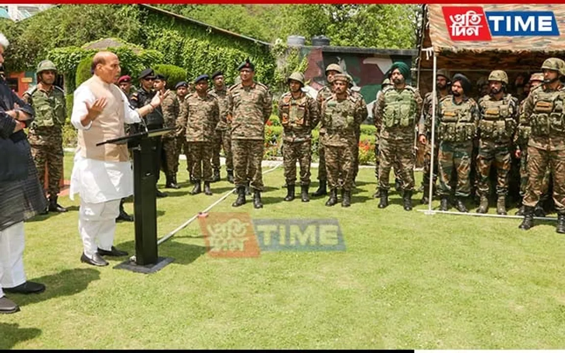 Rajnath Singh visits Army Base Camp in Rajouri, Reviews Defence Preparedness