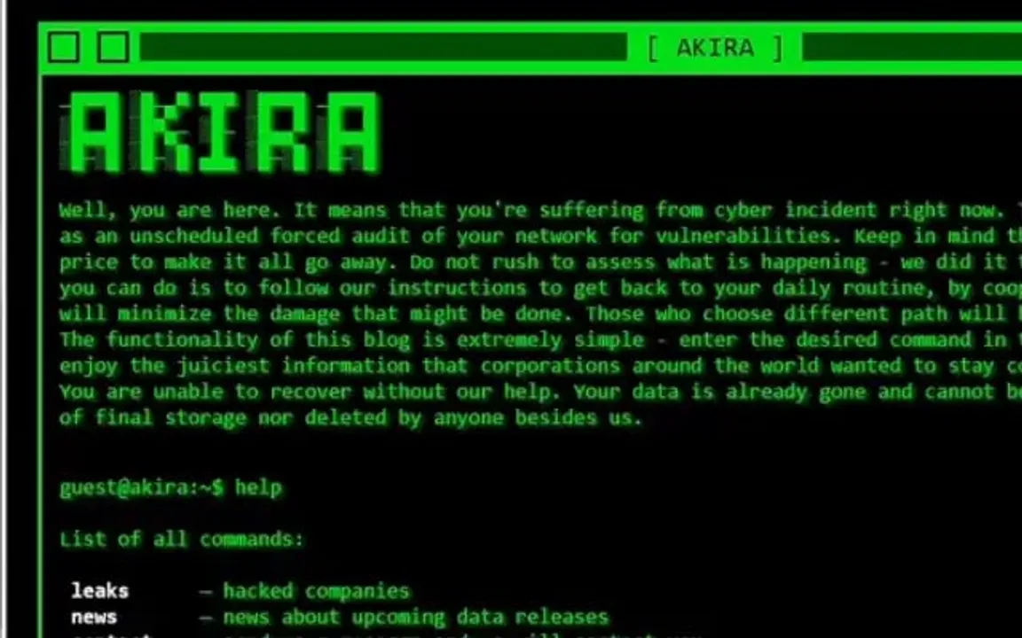Govt Issues Advisory Against "Akira" Ransomware