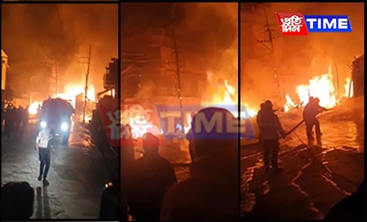 Major Fire in Shillong City Guts Shops, Army Fire Tenders Rush to Scene