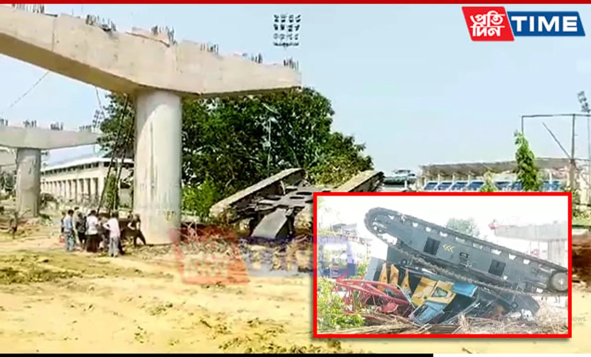 Flyover Accident in Diphu: Paver Mishap Damages Infrastructure, No Injuries Reported