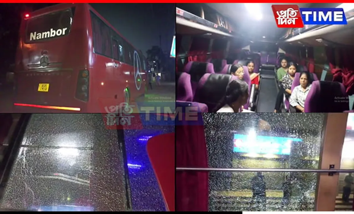 Night Super Bus Halted as Miscreants Hurl Stones en-route to Golaghat