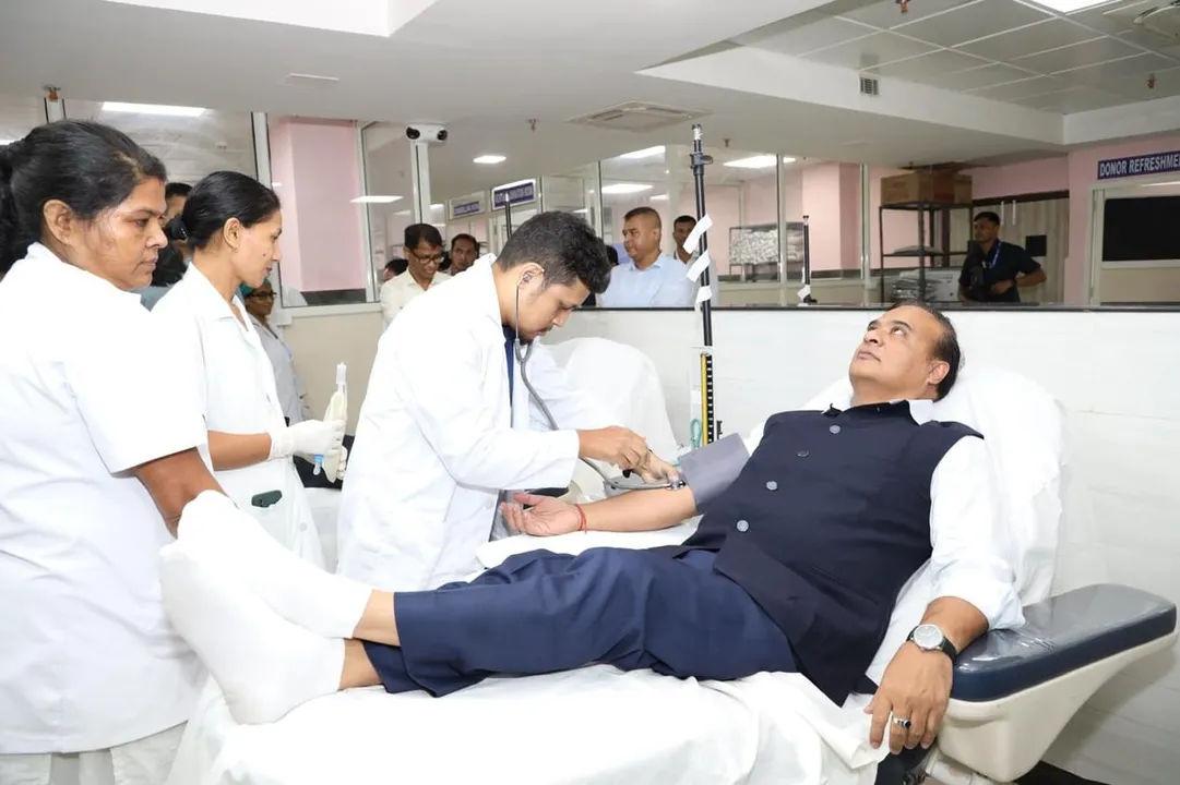 Assam CM Marks PM Modi’s Birthday with Blood Donation at GMCH