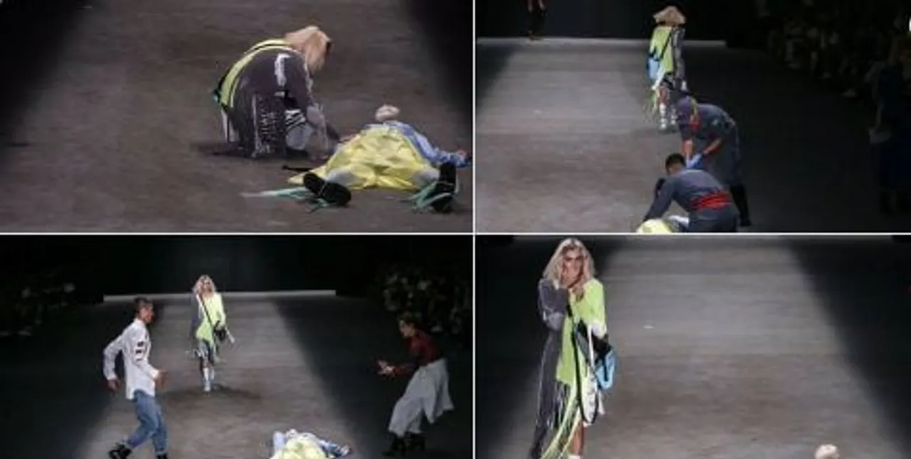Model collapses and dies on ramp at Sao Paulo