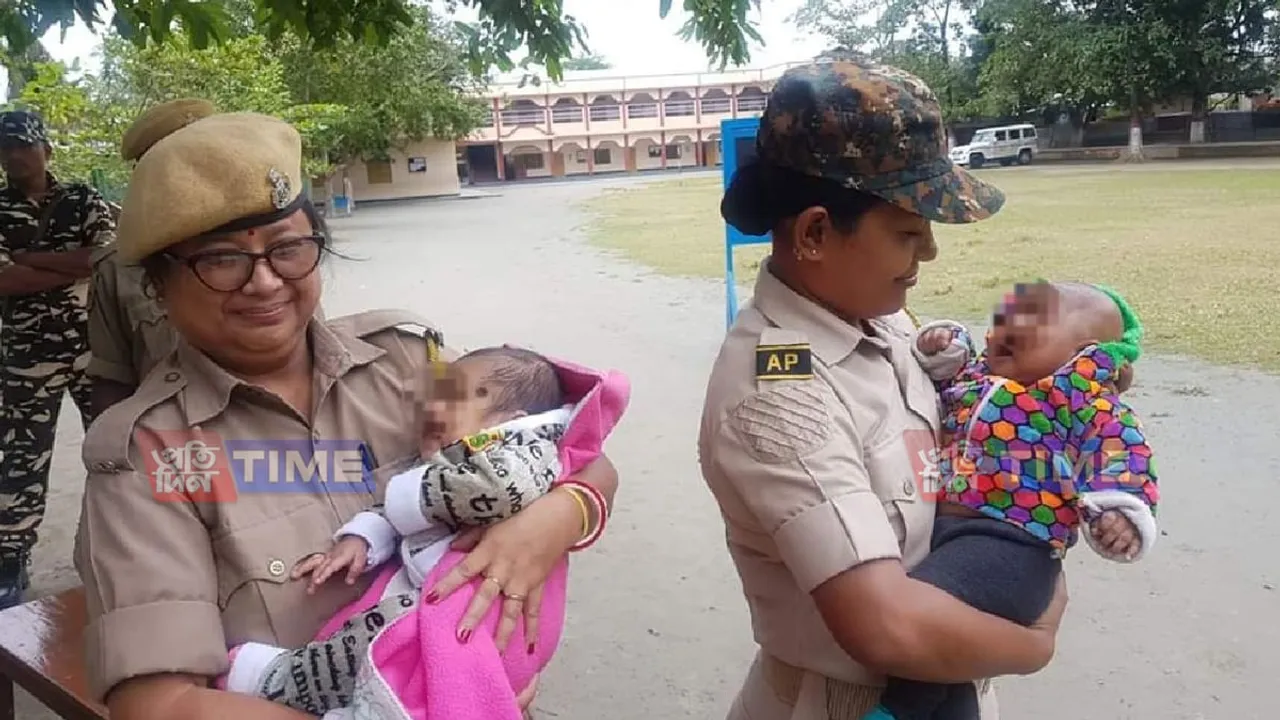 TET exam: Women police win hearts by taking care of babies