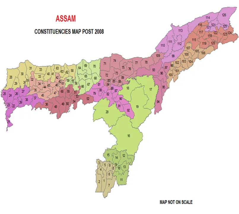 Assam constituencies map to alter