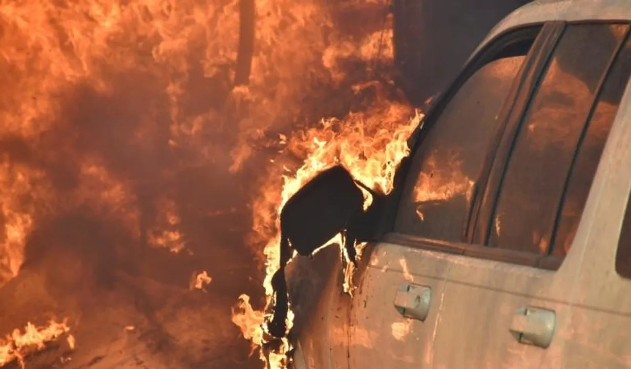 Guwahati: Car Gutted In Fire At Garage