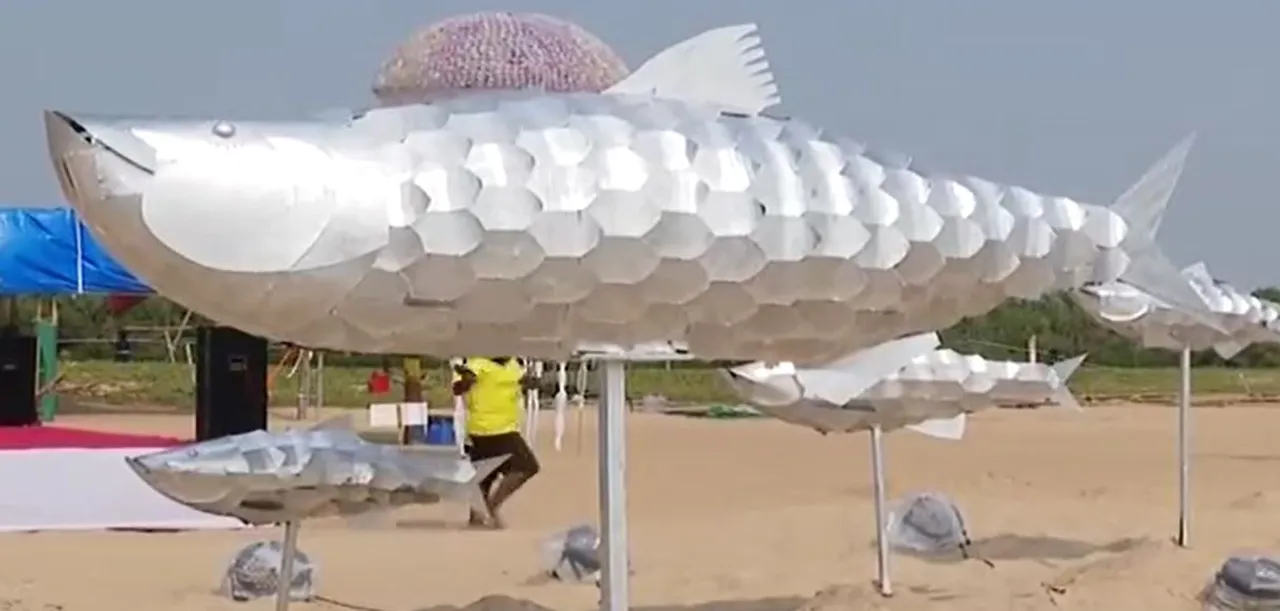  Puri beach festival: Sculptures made from waste materials a big draw