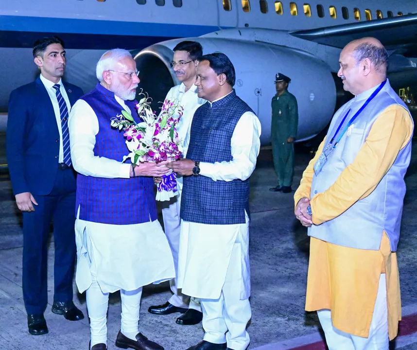  PM Modi arrives in Bhubaneswar, to attend Pravasi Bharatiya Divas Convention tomorrow