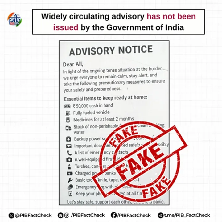 After 'Operation Sindoor', PIB flags fake advisory, calls for public vigilance