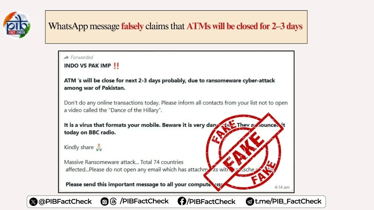  Fact Check: Will ATMs be closed for 2-3 days?