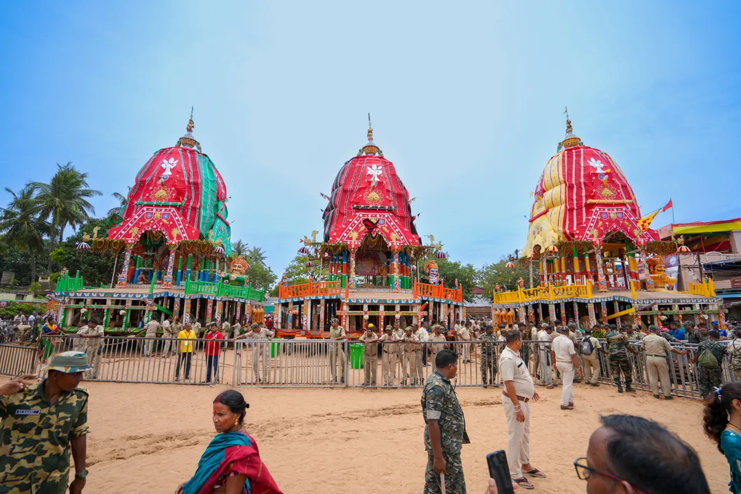  Puri Ratha Jatra: Chariots turn towards south at Sharadhabali ahead of Bahuda Jatra