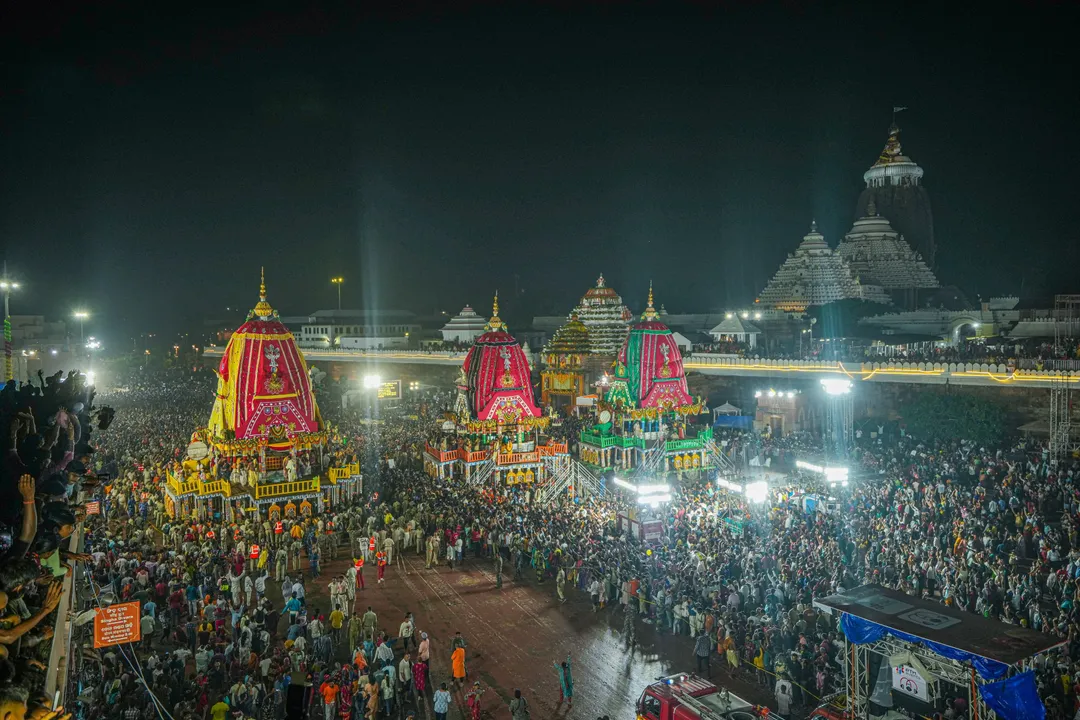  Bahuda Jatra: 3 chariots reach Lions’ Gate of Puri Jagannath temple