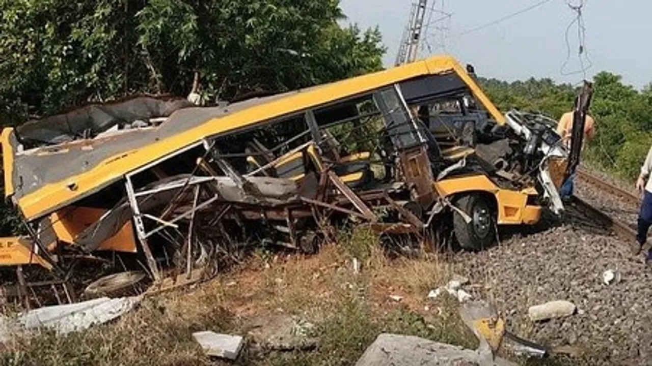  Train rams into school van near unmanned railway gate in TN's Cuddalore, 3 children killed