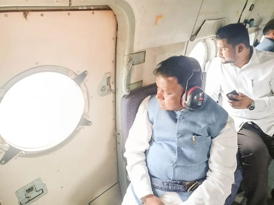  CM conducts aerial survey of flood-hit north Odisha, assures timely relief