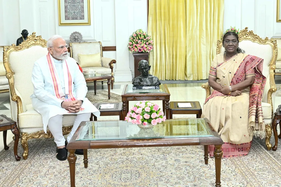  PM Modi, HM Shah meet President Murmu at Rashtrapati Bhavan