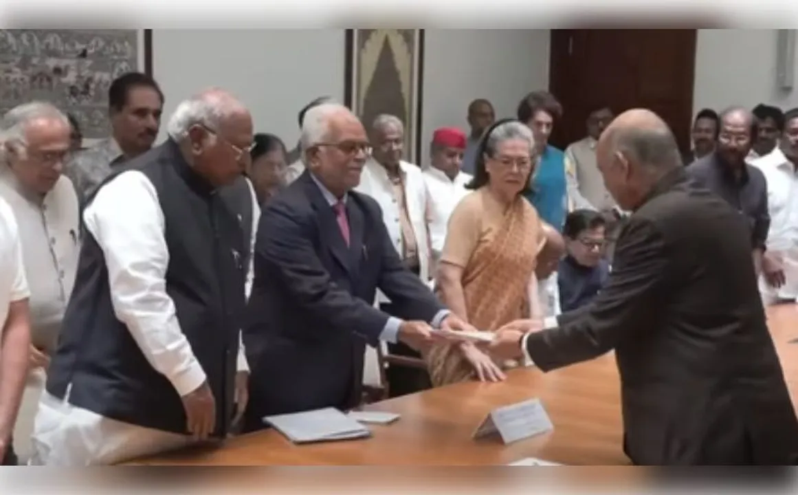  Oppn VP candidate Sudershan Reddy files nomination, top INDIA bloc leaders in attendance