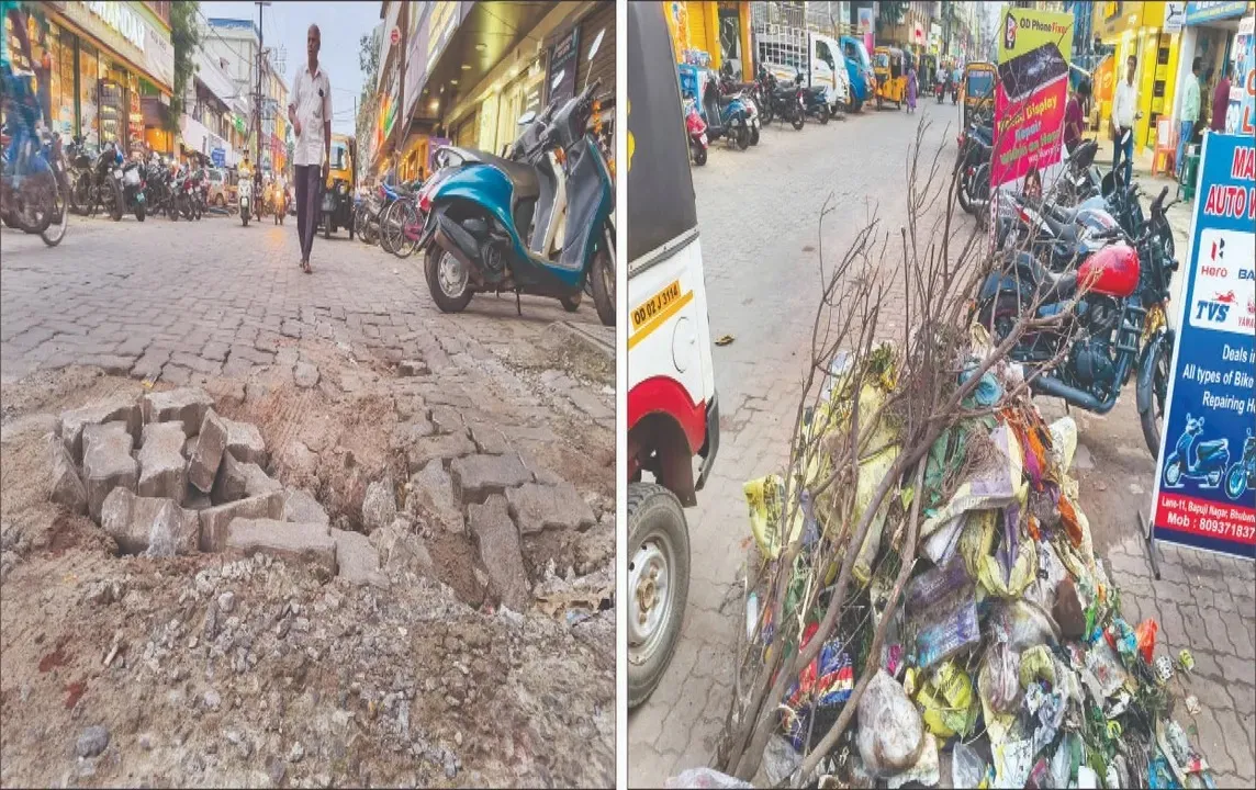  Bhubaneswar: Bapuji Nagar in disarray with poor roads, piled-up garbage, parking chaos
