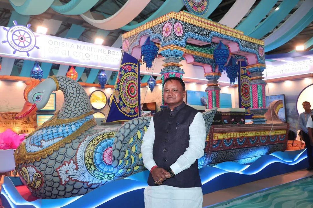  CM Mohan Charan Majhi at Odisha Pavilion at India Maritime Week 2025 in Mumbai.  