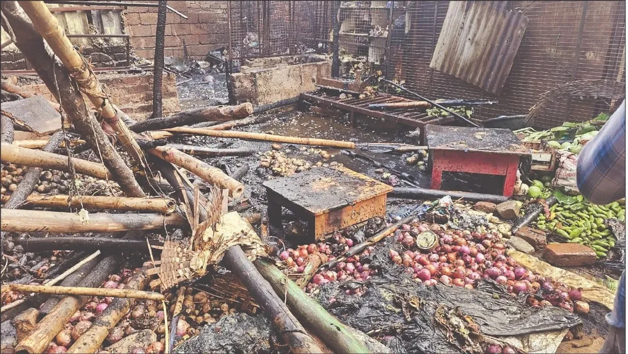  Aftermath of fire mishap at Unit-1 Market in Bhubaneswar 