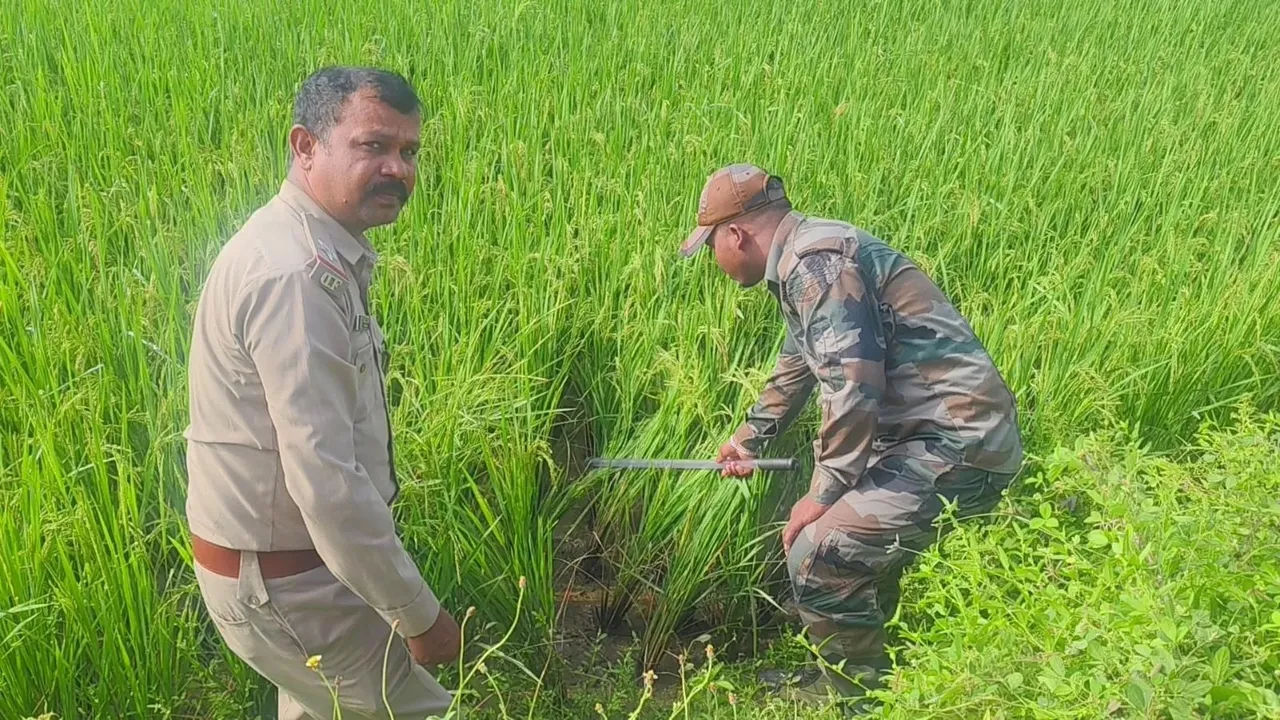 Forest officials launch a probe at Lakhmipur village in Ganjam district after tiger pugmarks found Photograph: (Sambad) 