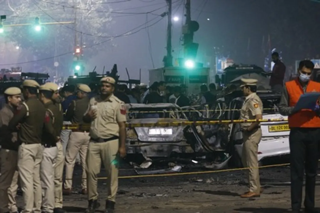  Delhi Police personnel at the blast site in Red Fort area 