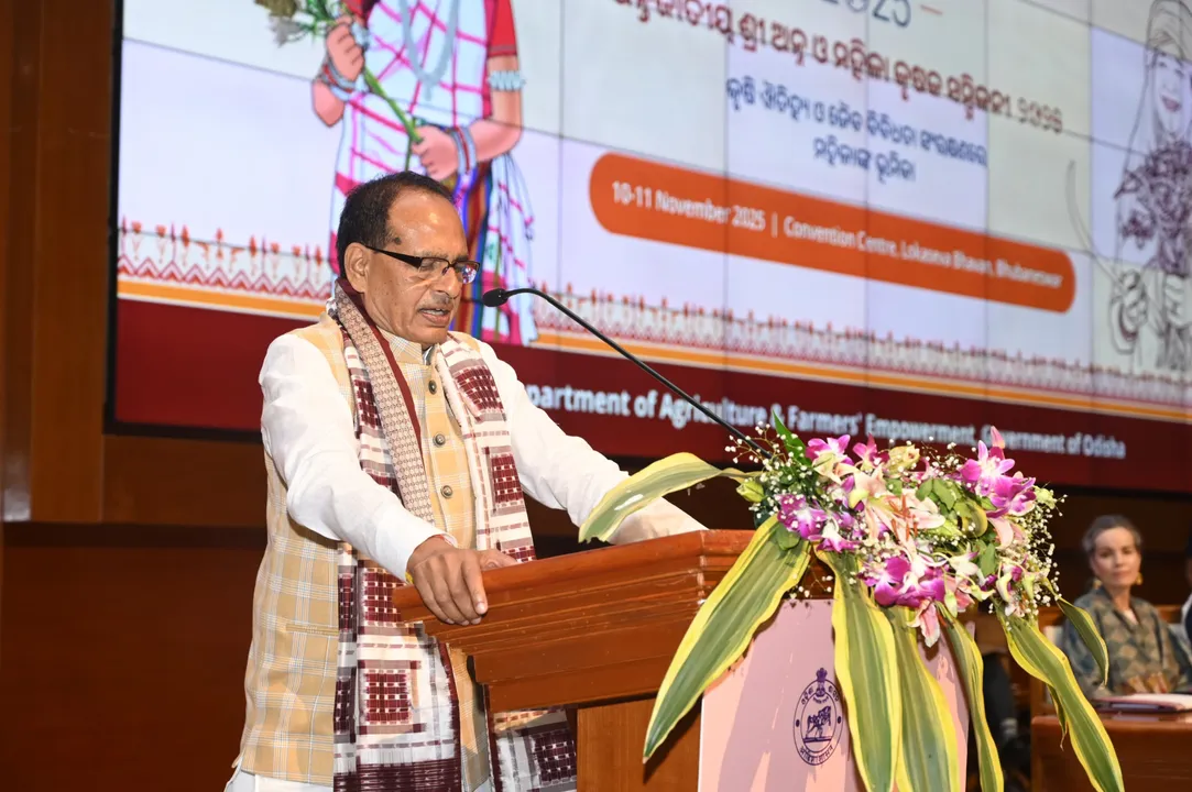   Union Agriculture Minister  Shivraj Singh Chouhan speaking at the symposium on Monday.  