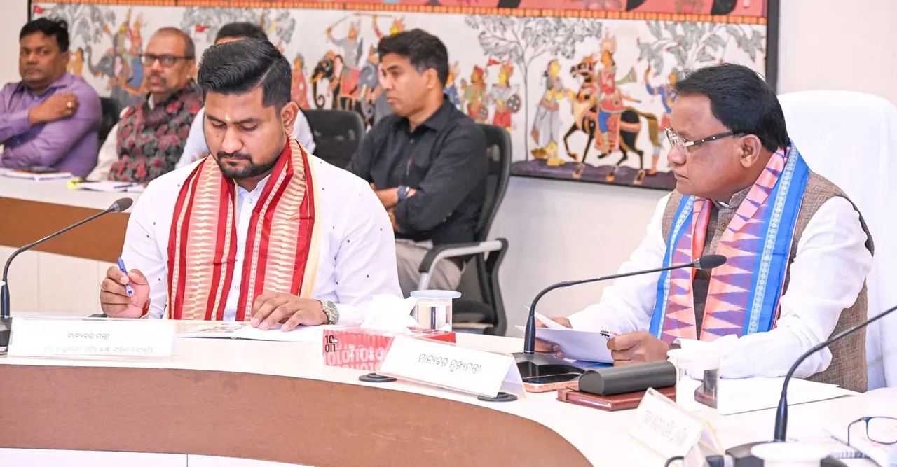  Odisha Chief Minister Mohan Charan Majhi and Sports and Youth Services Minister Suryabanshi Suraj at the meeting. 