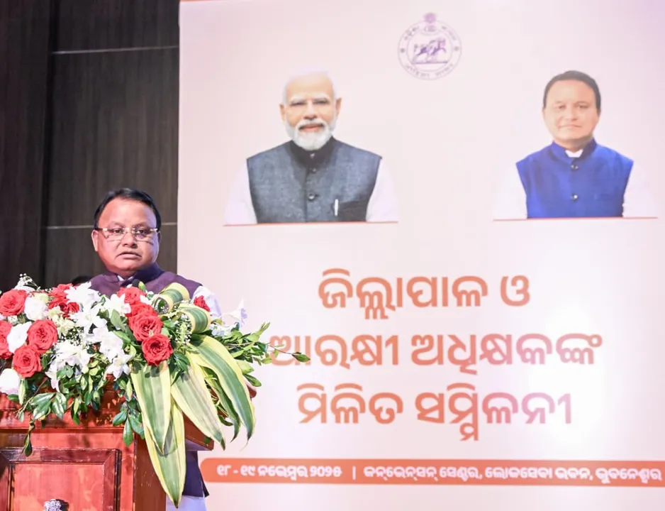 Odisha CM Mohan Charan Majhi addresses Collectors and SPs in a conference in Bhubaneswar 