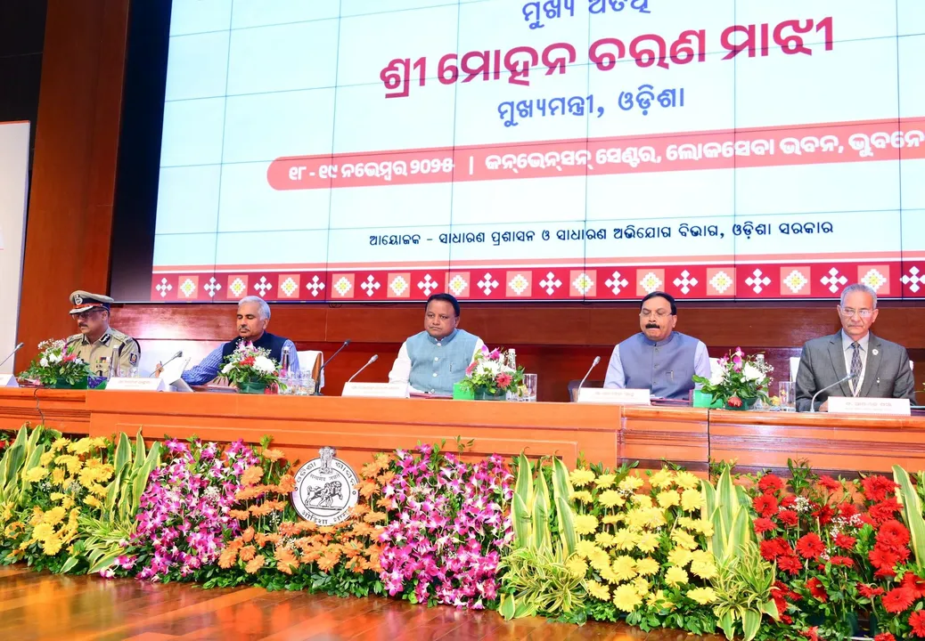  Odisha Chief Minister Mohan Charan Majhi at valedictory ceremony of the two-day state-level District Collectors and SPs Conference at the Lok Seva Bhawan in Bhubaneswar (Photo: CMO Odisha) 